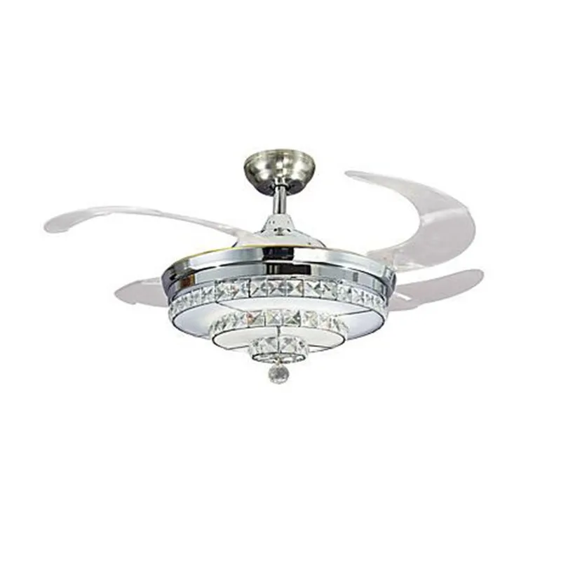Us 303 6 12 Off 42inch 107cm Invisible K9 Crystal Ceiling Fan Light Multiple Styles Living Room Remote Control Led Fan 85 265v In Ceiling Fans From