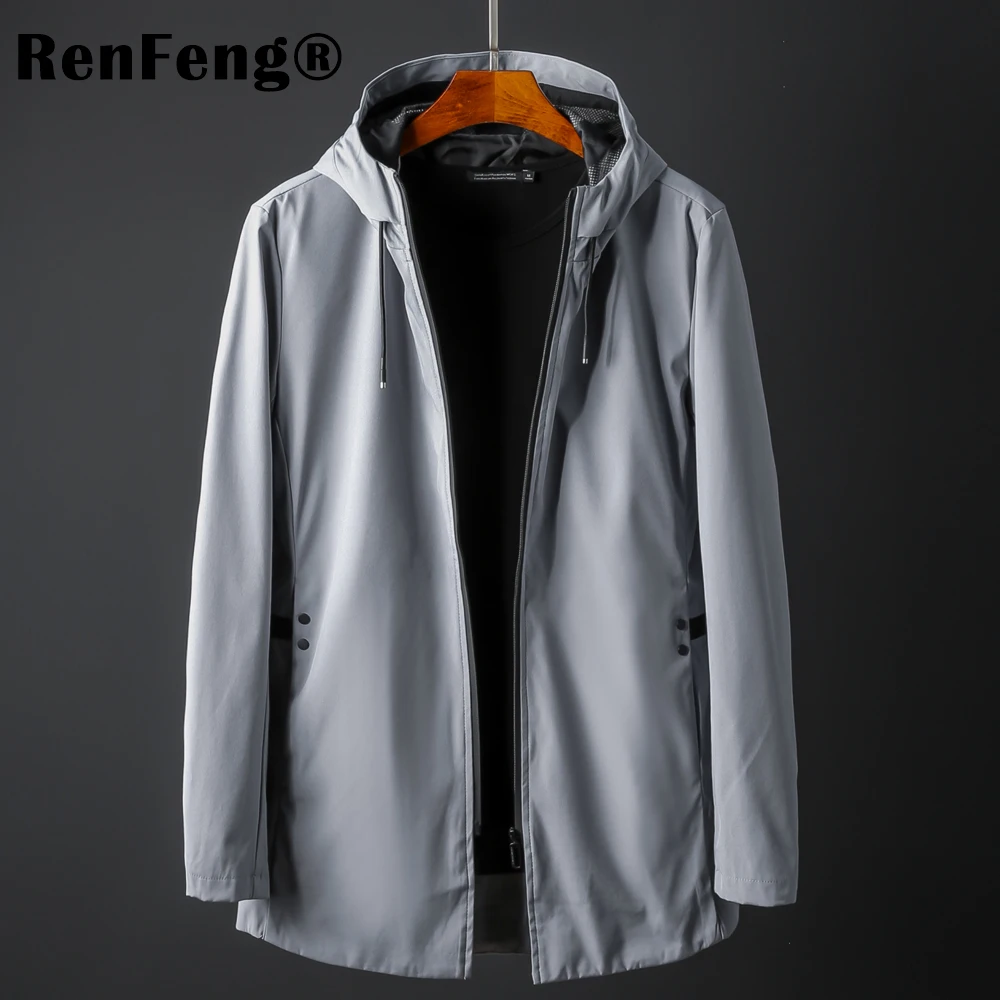 2018 Short trench coat men brand-clothing casual hooded mens overcoat quality Pockets windbreaker male coat black armygreen gray (3)