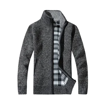 

2019 Fashion Mens Wool Cardigan Sweaters Men'S Thick Stand Collar Pullover Korean Full Sleeves Slim Solid Mens Sweaters 3XL