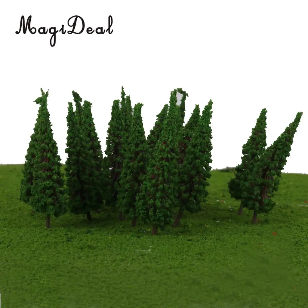 MagiDeal High Simulation 50Pcs/Lot 1/100 Scale Pagoda Trees Model Train Railroad Scenery for House Garden Park Greenery Decor