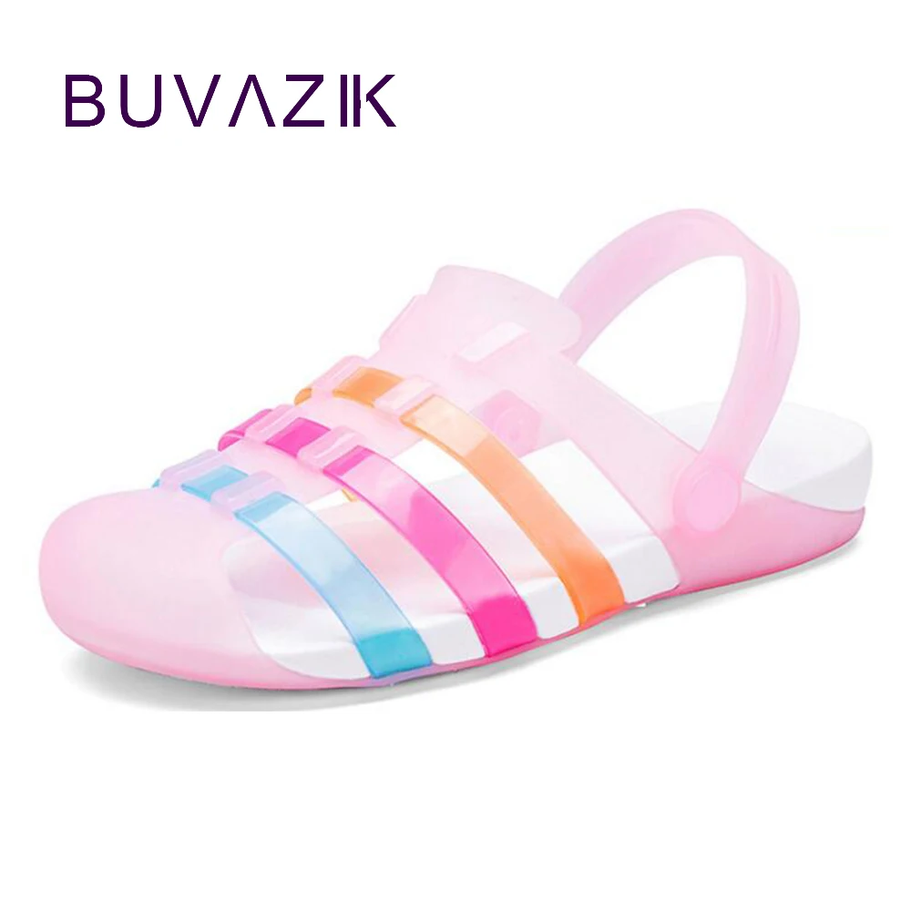

2018 new colorful women's jelly shoes hole summer breathable soft sandals for female
