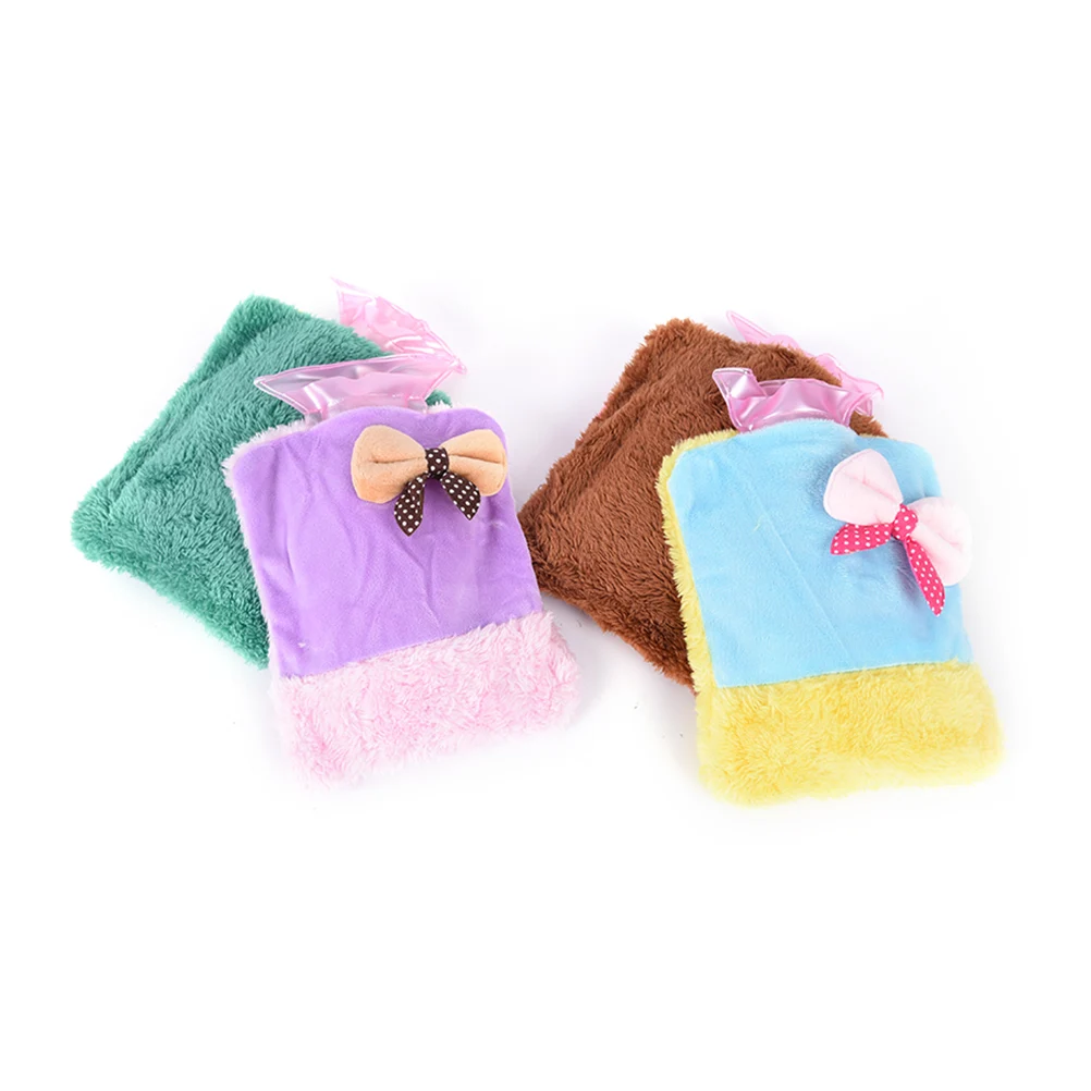 New Lovely Bow Cartoon Plush Water - Filled Hot Water Bottle Mini Portable Warm Water Bag Drop Shipping 4 Colors