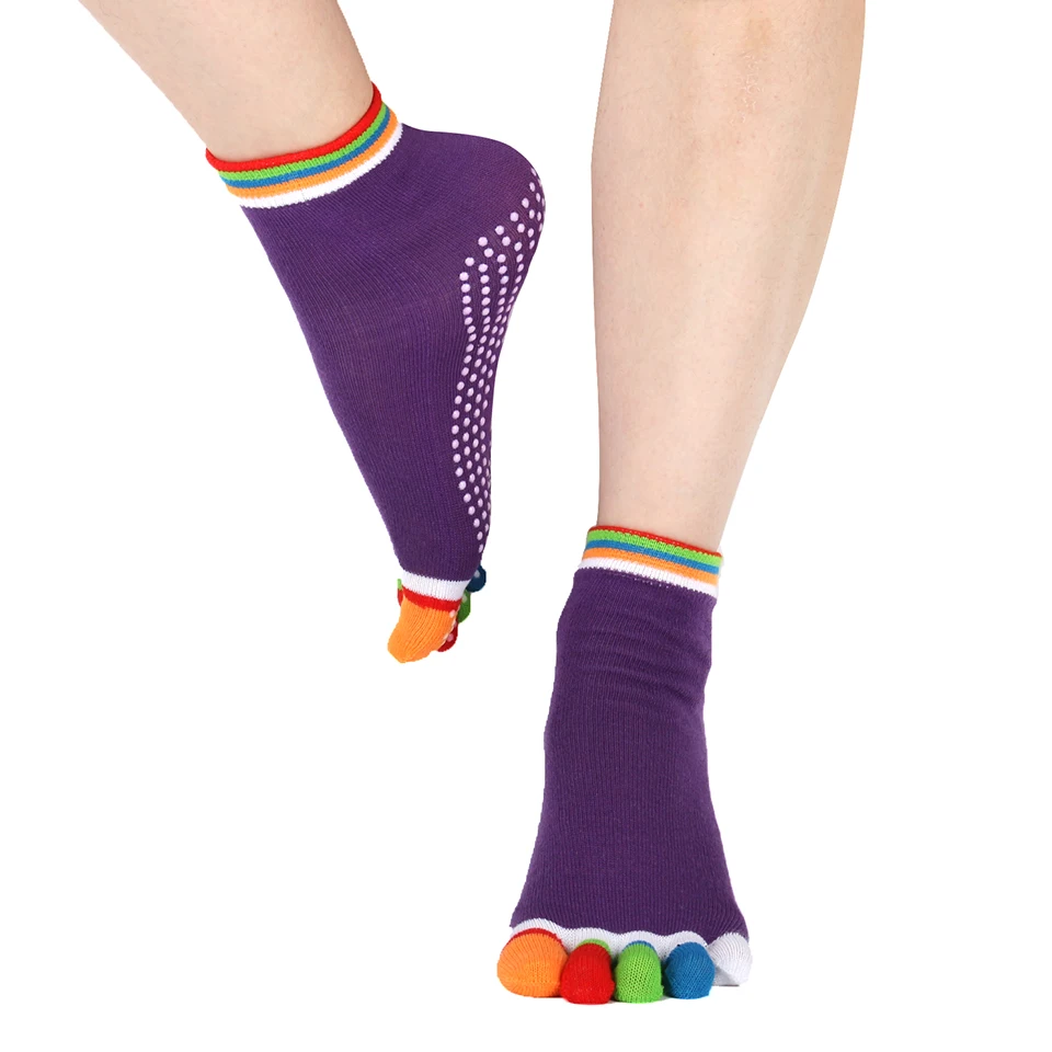 Женские спортивные носки для йоги, силиконовые Нескользящие носки в горошек для пилатеса, пять пальцев, силиконовые носки для балета, тренажерного зала, фитнеса, зимние хлопковые носки