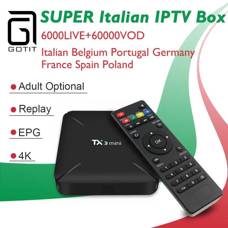 Лучший TX3 мини L/H Италия IP tv Box Android 4K Smart tv Box+ 6000 каналов 50000 VOD Великобритания Германия Канада IP tv подписка телеприставка