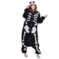 Winter New Sleepsuit Adult Cartoon Skeleton Skull Onesie Unisex Pajamas Cosplay Costumes Sleepwear Jumpsuit All In One Halloween