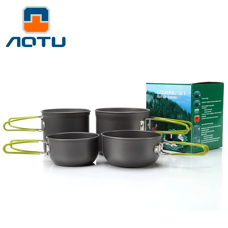 

AOTU 2-3 people camping portable set of pan Multi-functional pot set mini alumina 564