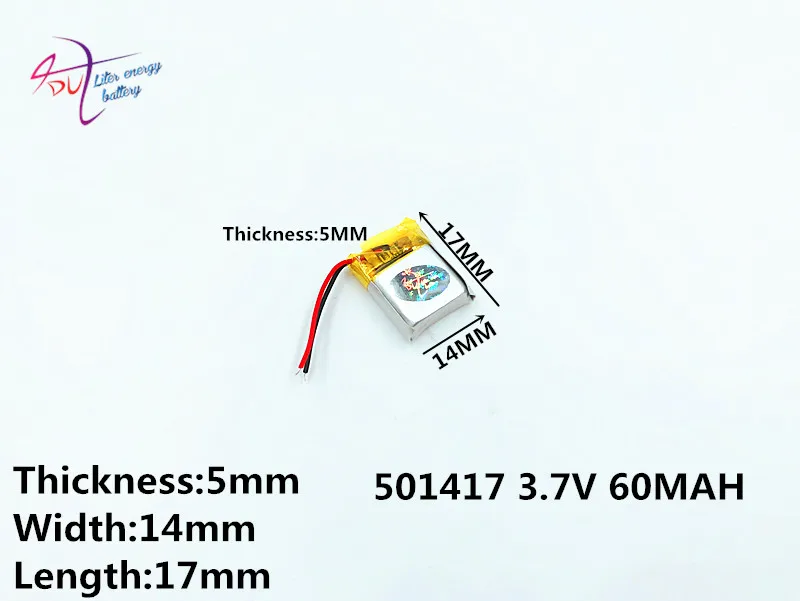 

501417 501515 DTP li-ion battery 3.7v 60mah li-polymer battery 501417 Liter energy battery