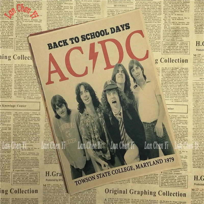 Классический рок-группа ACDC крафт-бумага Плакат Бар Кафе гостиная столовая настенные декоративные картины