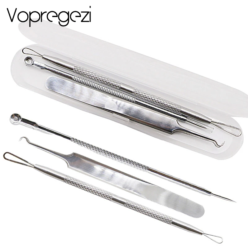 

Vopregezi 3pcs Acne Needle Tweezers Black Head Pimples Removal Pointed Bend Head Face Care Blackhead Comedone Acne Extractor