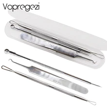 Vopregezi 3pcs Acne Needle Tweezers Black Head Pimples Removal Pointed Bend Head Face Care Blackhead Comedone