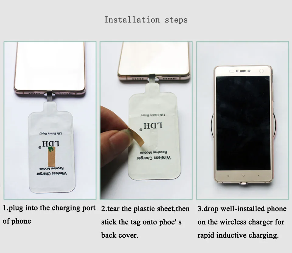 LDH Qi Беспроводное зарядное устройство приемник usb type-C зарядный адаптер для xiaomi 4s 5 5S 5c Plus Note2 MIX 2 Redmi Pro