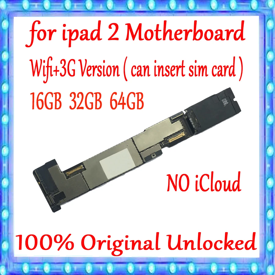  wifi version 2.1 2.4 & wifi+3G version for ipad 2 Motherboard Original unlocked for ipad 2 Mainboar