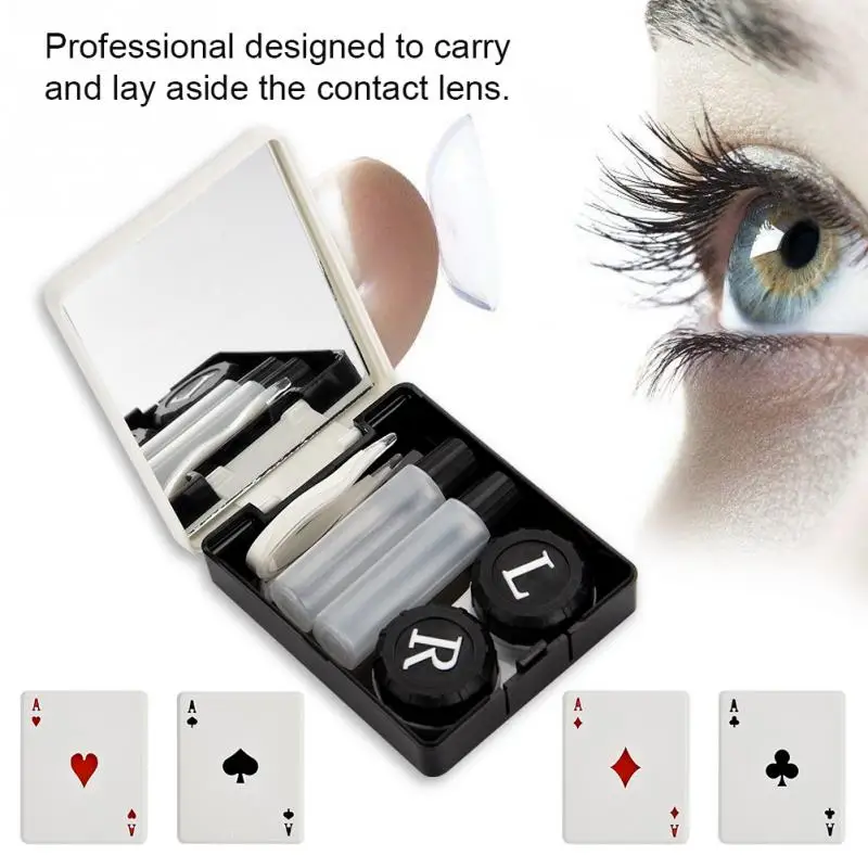 

Contact Lens Case Box ABS Plastic Reflective Contact Mirror Lenses Box Portable Travel Container Holder Storage Set Makeup Tool