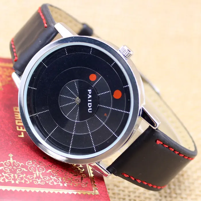 2016 Mens Sports Watches Fashion Brand PU Leather Strap Quartz Dress Turntable Casual WristWatches Design Dial