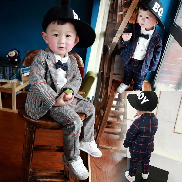 Buy Little Boys Plaid Suits Set Cotton Casual Party