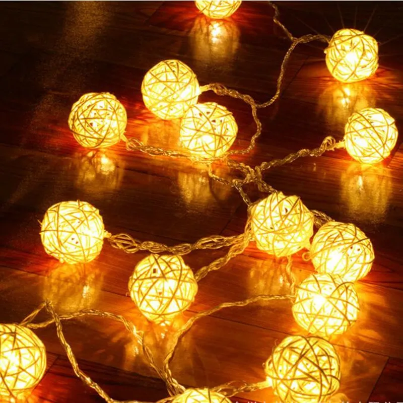 

5m 20 Rattan Ball Led string light night warm Christmas Xmas lantern Wedding Garland decor curtain Decoration lights fairy lamps