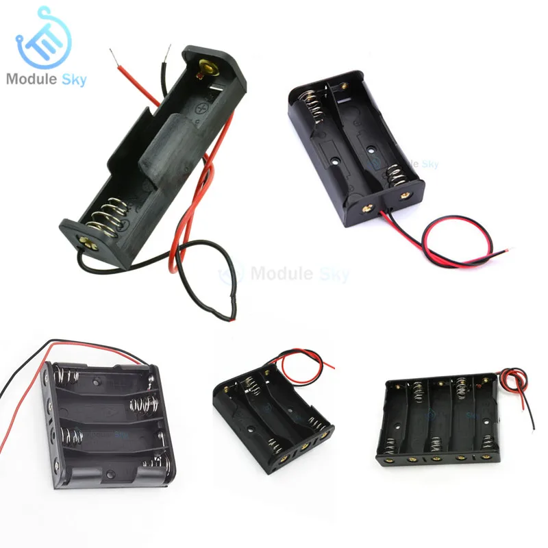 

1Pcs Plastic AA Size Power Battery Storage Box Case Holder Leads With 1 2 3 4 5 Slots battery holder DIY Batteries Charger box