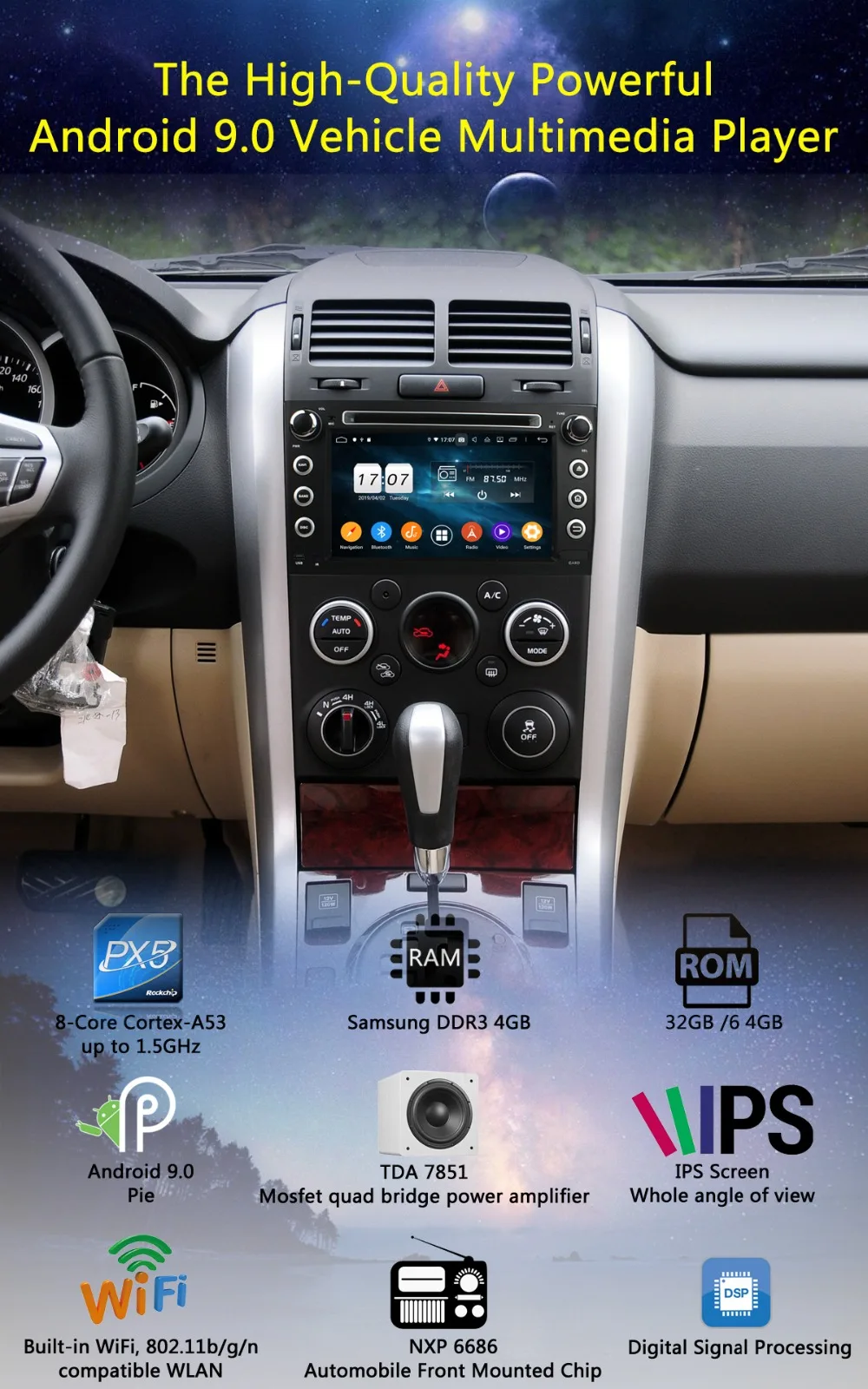 Best 7"IPS 1920*1080 8Core 4GB RAM+64GB ROM Android 9.0 Car DVD Player For Suzuki Grand Vitara 2005-2013 DSP Radio GPS Parrot BT Adas 1 Best 7"IPS 1920*1080 8Core 4GB RAM+64GB ROM Android 9.0 Car DVD Player For Suzuki Grand Vitara 2005-2013 DSP Radio GPS Parrot BT Adas 1