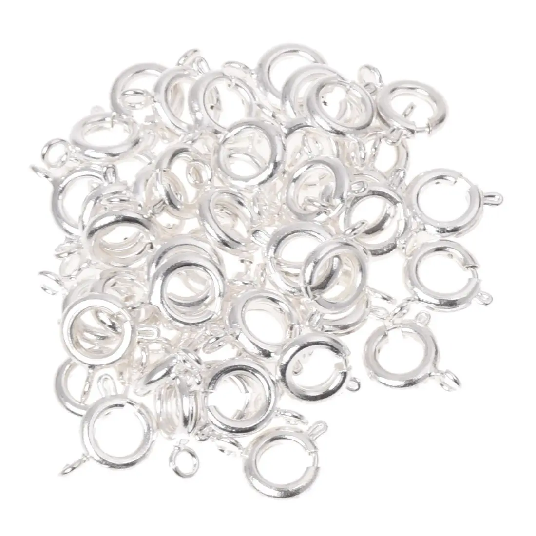 50 Silver Plated Spring Ring Clasp Jewelry Findings 7mm HOTin Jewelry