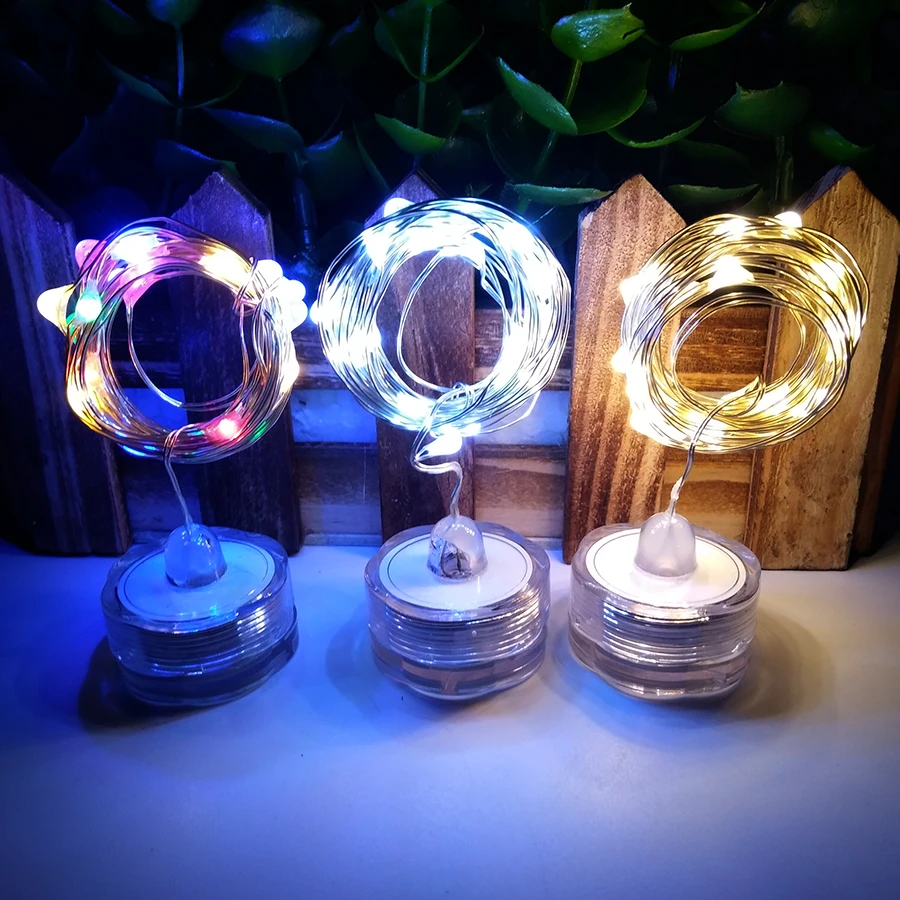 Thrisdar 2M 20 LED Submersible Candle Copper Wire LED String Light Vase