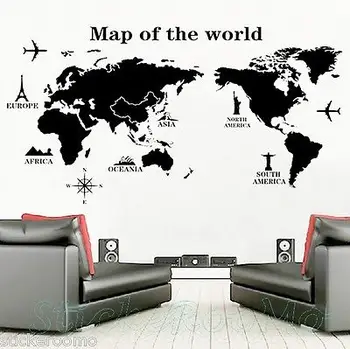 

New Map Of The World Removable Room Wall Art Stickers Vinyl Decals Home Decoration Home decor Etiqueta de la pared