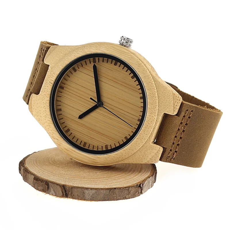 BOBO BIRD men Watches women Wooden Bamboo Watch ladies Quartz lover's clock with Leather Strap as Gift in wood box custom