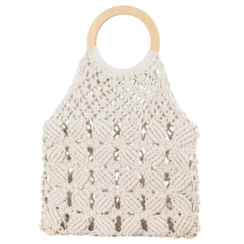 

Rattan Cotton Rope Hollow Straw Woven Beach Bag Without Lining Storage Bag Fashion Women'S Totes Fashion Shoulder Bags