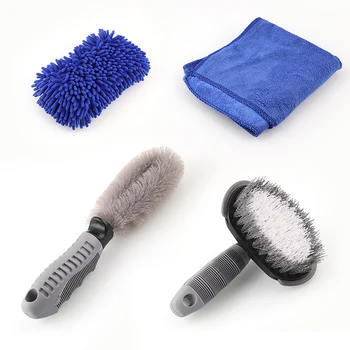 

Auto Accessories Car Cleaning Wash Kit Brushes + Glove + Towel Kit Auto Scrub Brush Cleaning Car Washing Tools