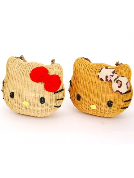 Hello Kitty Женские сумки из ротанга Соломенная пляжная сумка 3 размера Герой