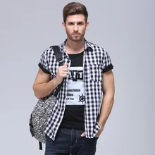 XS-XXXL! Мужская одежда GD стилист волос Мода Досуг Британский Чистый хлопок черный белый Клетчатая рубашка плюс размер костюмы