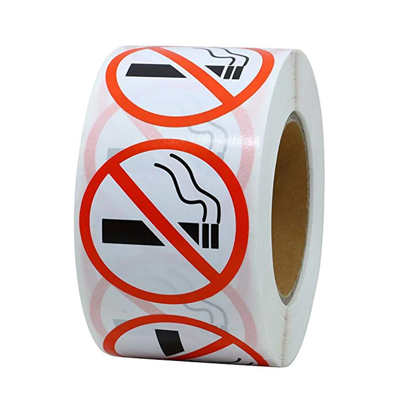 

no smoking warning sign labels stickers for public area 1 inch round adhesive sticker for per roll 500 labels