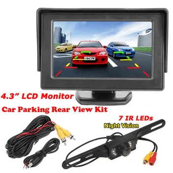 

Vehicle Backup Camera and Monitor Kit, 4.3" TFT LCD Monitor + 7LEDs Night Vision Waterproof License Plate Reversing Camera