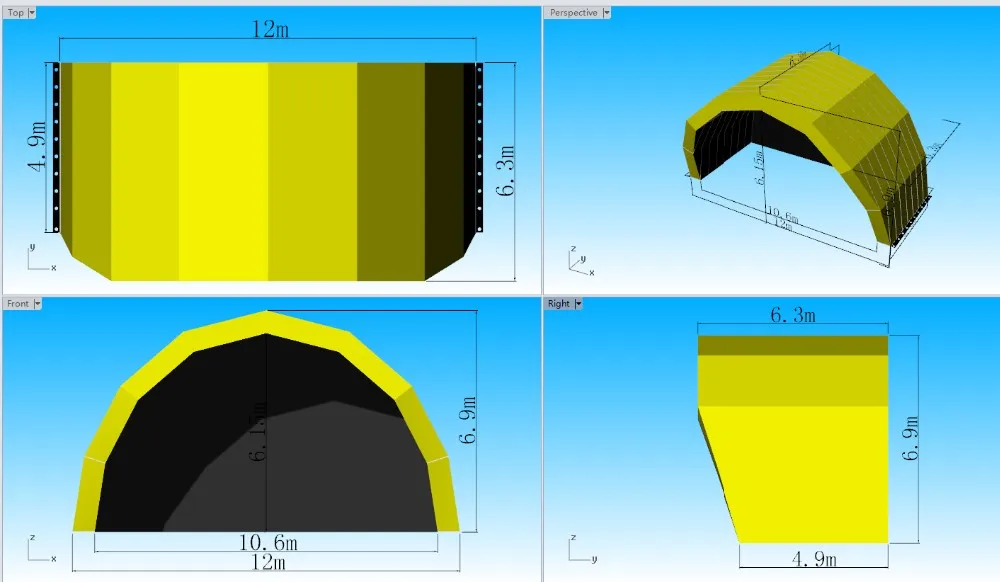 dimension of custom inflatable stage tent