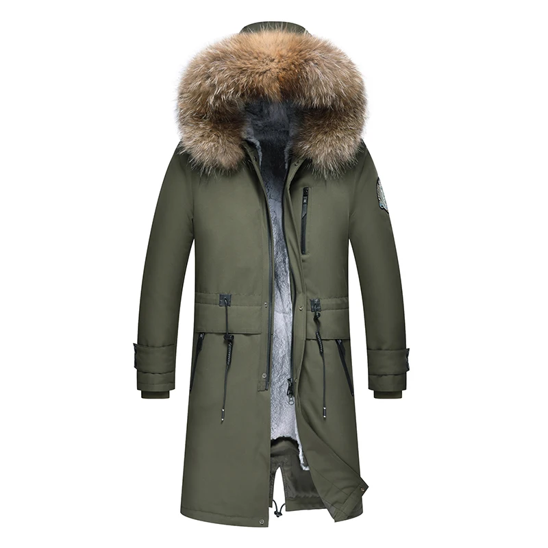 

2020 New Men Winter Parka Alaska Luxury Overcoat Army Parka Men Padded Coat Jacket Hooded Long Winter Coat Real Raccoon Fur