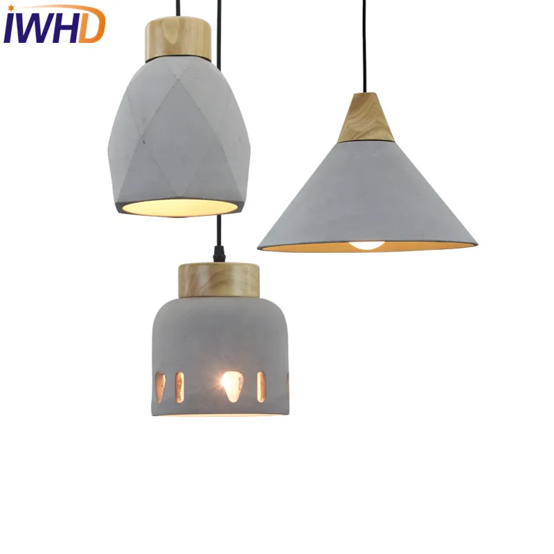 

IWHD Industrial Loft Style Vintage Cement Droplight Pendant Light Fixtures For Dining Room Hanging Lamp Indoor Lighting