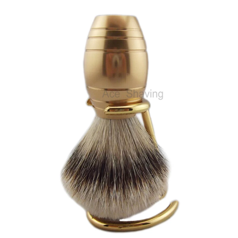 

Golden Color Stainless Metal Handle Silvertip Badger Hiar Barber Shaving Beard Brush