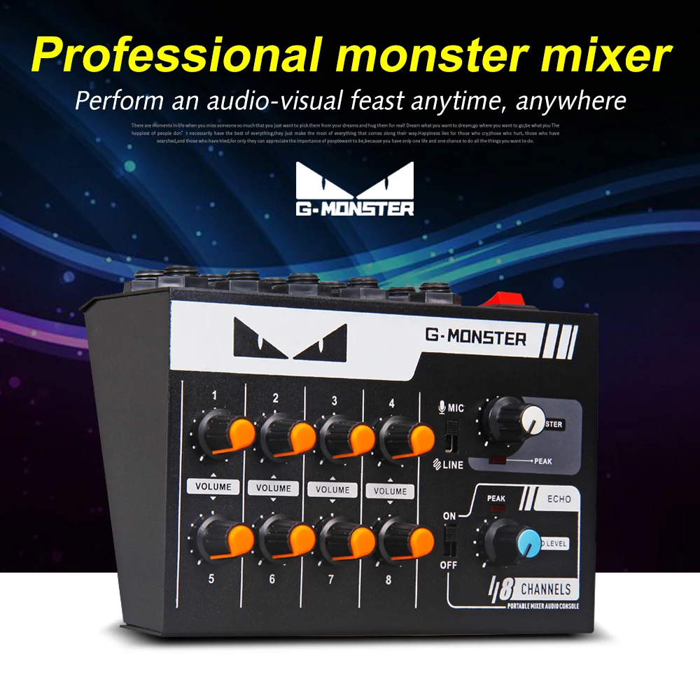 G MARK 8 channels Mini portable mixer audio console Mono Stereo Sound system Extended for instrument