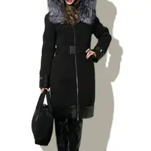 Azzimia Для женщин зимние теплые куртки и пальто для мальчиков, Длинные обтягивающие черные парка 3M Thinsulate большой меховой воротник Большие размеры 4XL 15W-15
