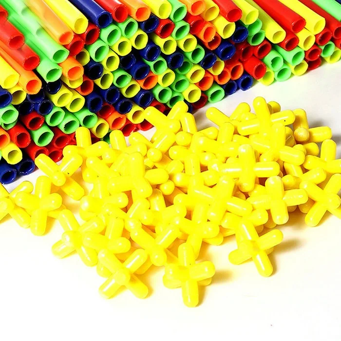 100/200/300 шт Пластик 4D соломы строительные блоки совместное Забавные игрушки развития геометрический блок формы для мальчиков и девочек, Puxzzle игрушки