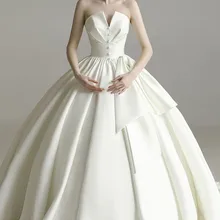 Элегантный Европейский Атлас свадебное платье es бальное платье цвета слоновой кости Цвет с открытыми плечами длинным шлейфом Свадебное платье свадебное платье WX0155