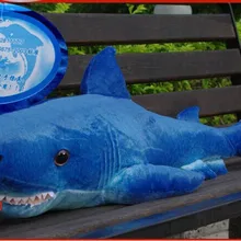 Огромный Плюшевые длинные Акула игрушки прекрасный темно-синие мягкие подводный мир Акула кукла подарок около 115 см