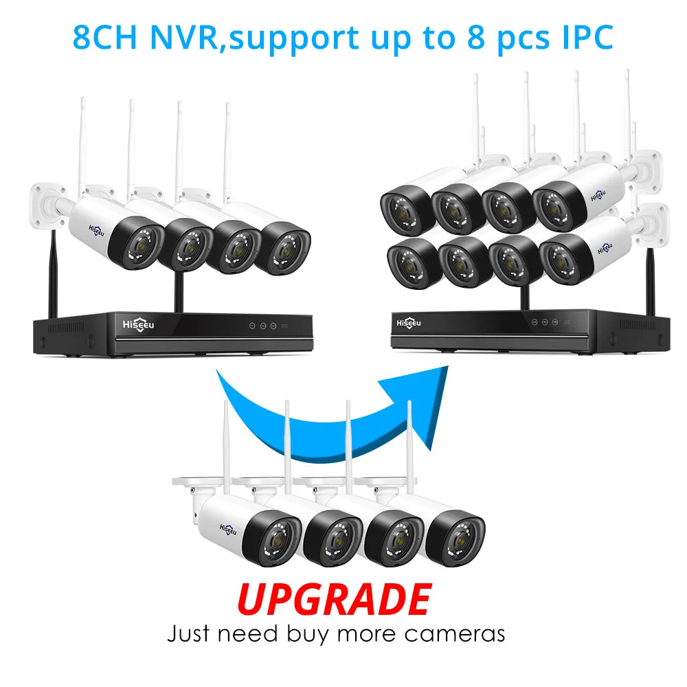  H.265 2MP 8CH Wireless Audio CCTV Security Outdoor IP Camera System NVR Kit 1080P 1T 3T HDD App Vie - 32602677499