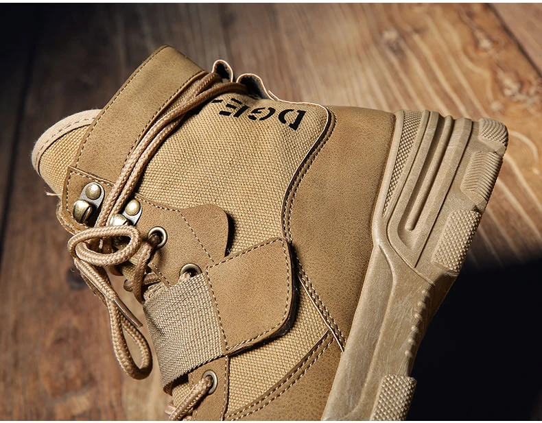 Mens Military Boots' Casual Motorcycle Men Boots Ankle Casual Shoes High Quality Winter Boots Men With Fur Snow Boot Black Brand (4)