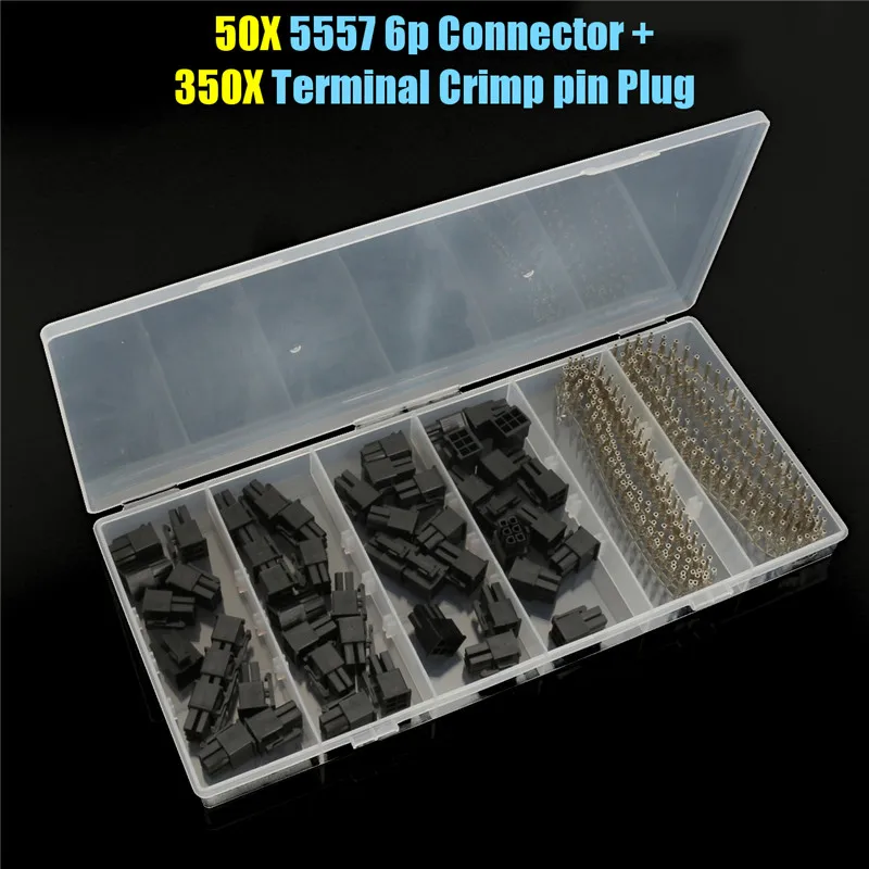 

High Quality 50pcs 6 Pin ATX EPS PCI-E Female Connector 5557 + 300pcs Terminal Crimp Pin Plug