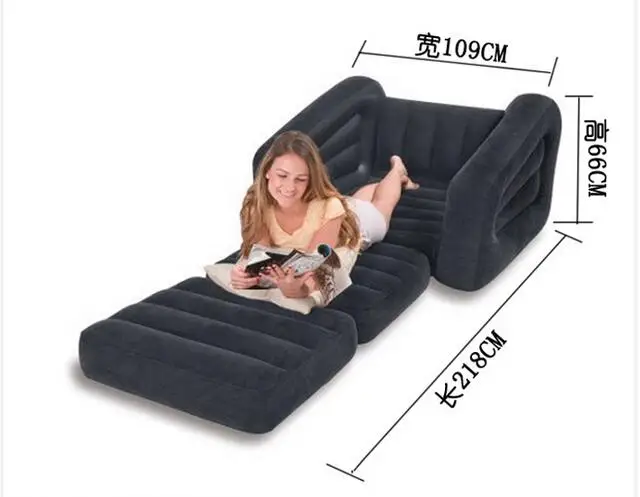 Original 2 in 1 multifunctional folded up luxury single folding inflatable sofa lazy sofa bed loungers,air beanbag armchair