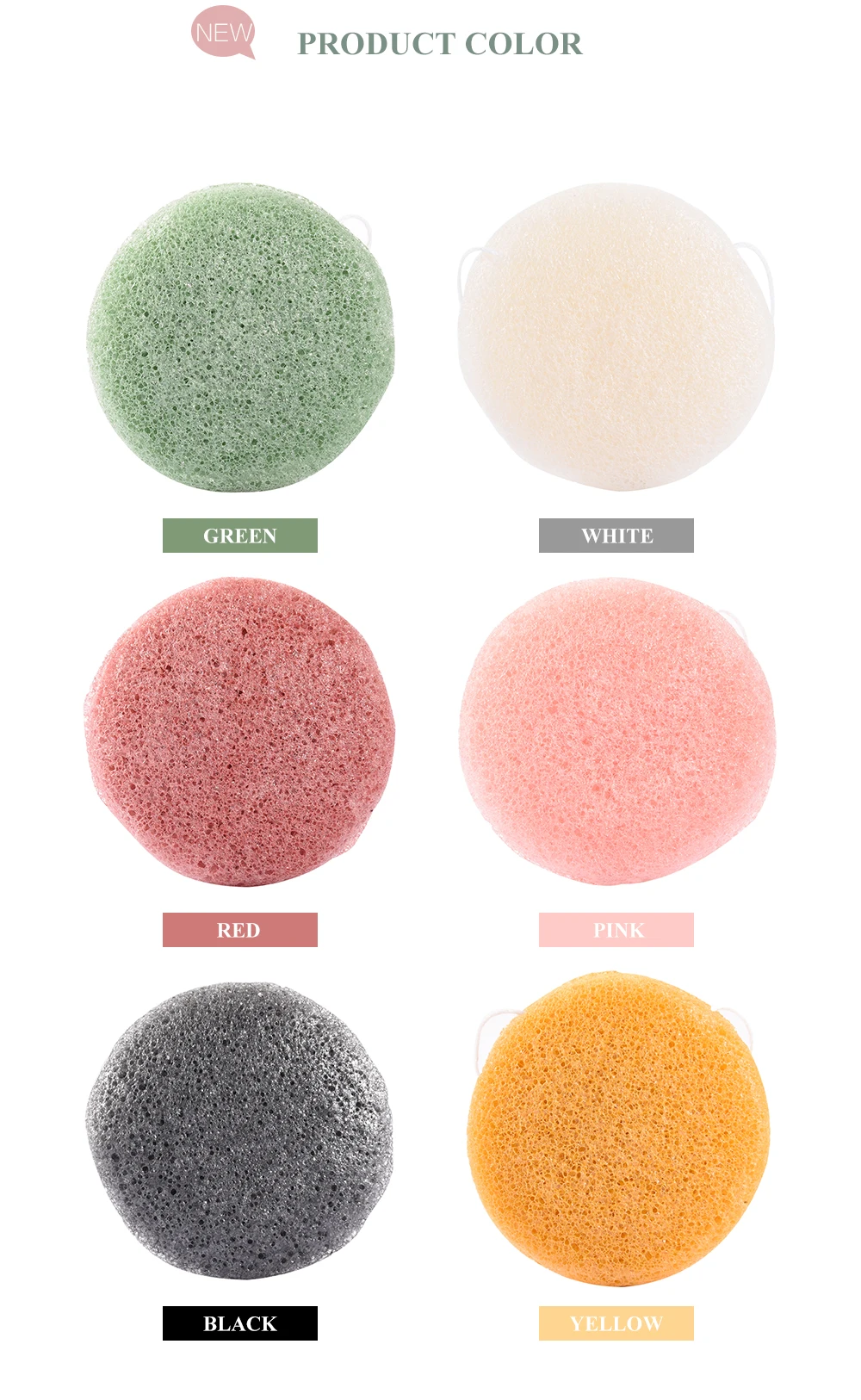 Fulljion круглый Форма Konjac Sponge Косметические Puff губка для очистки лица Натуральный спонж Конняку для лица приспособление для очистки мыть