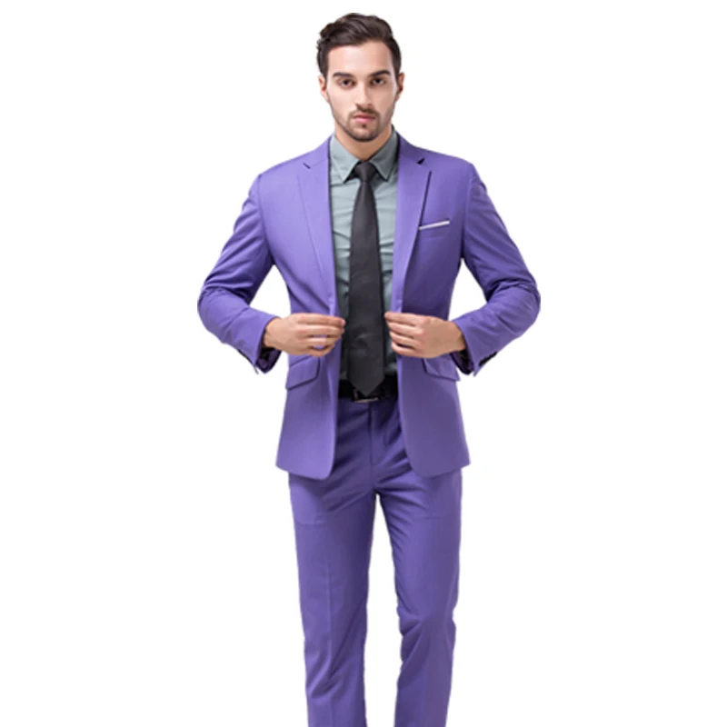 Best Cheap Jackets Pants Vest Business Casual 3 pieces Suit Sets Purple Slim Fit Formal Dress Male Blazers Party Suits Men's Suit Classic 2020 0