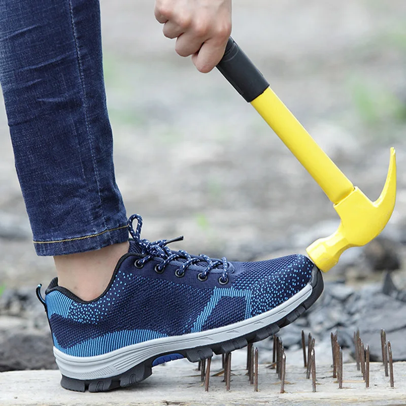 

Breathable Mesh Steel Toe Sport Work Shoes Man Woman Anti-smashing anti-piercing Protective Running Shoes Outdoor Safety Sneaker