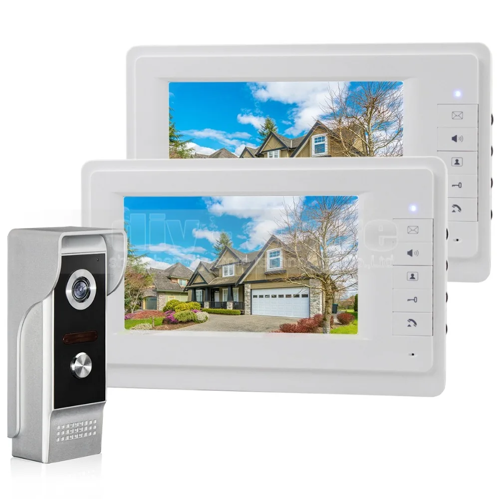 DIYSECUR 7 inch TFT Color LCD Display Video Door Phone Video Intercom Doorbell 700TVLine HD IR Night Vision Camera 1V2