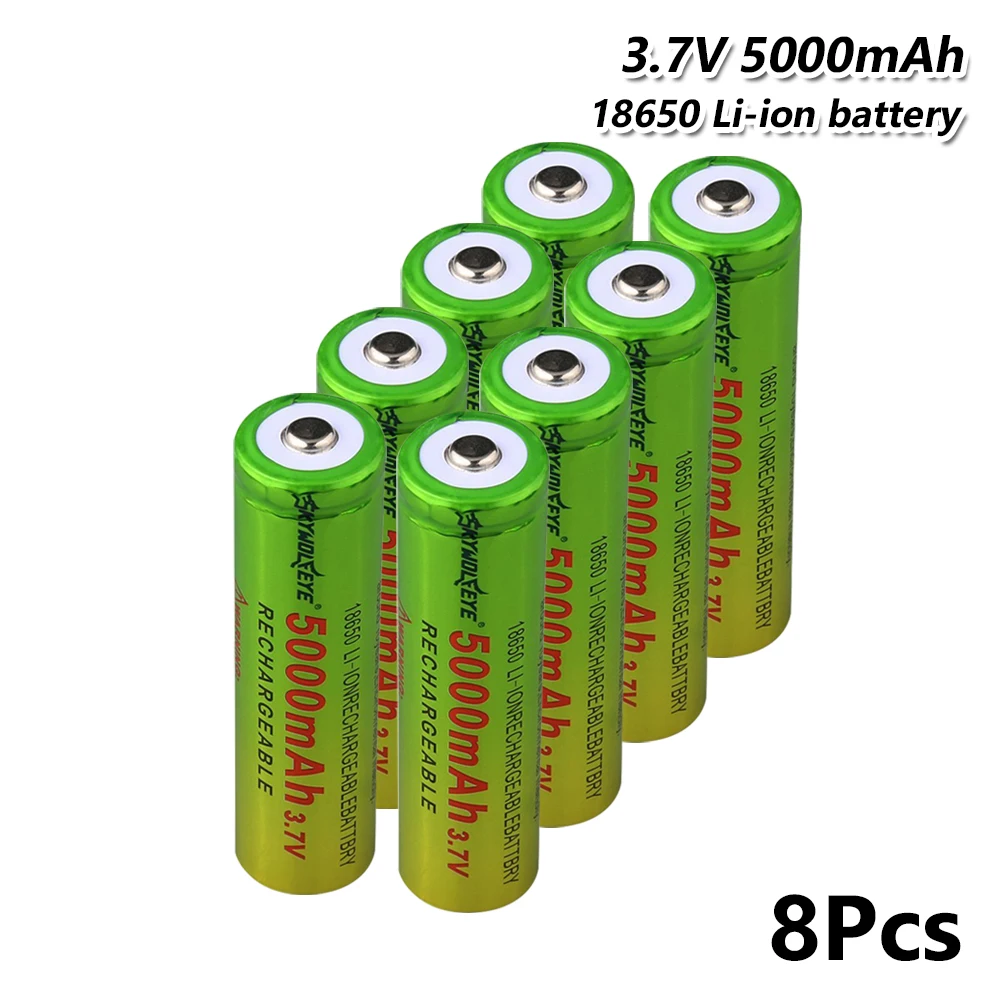 18650 батарея 5000 мАч для фонарика мини-вентилятор питания батареи литий-ионная аккумуляторная батарея 3,7 в - Цвет: 8 Pcs